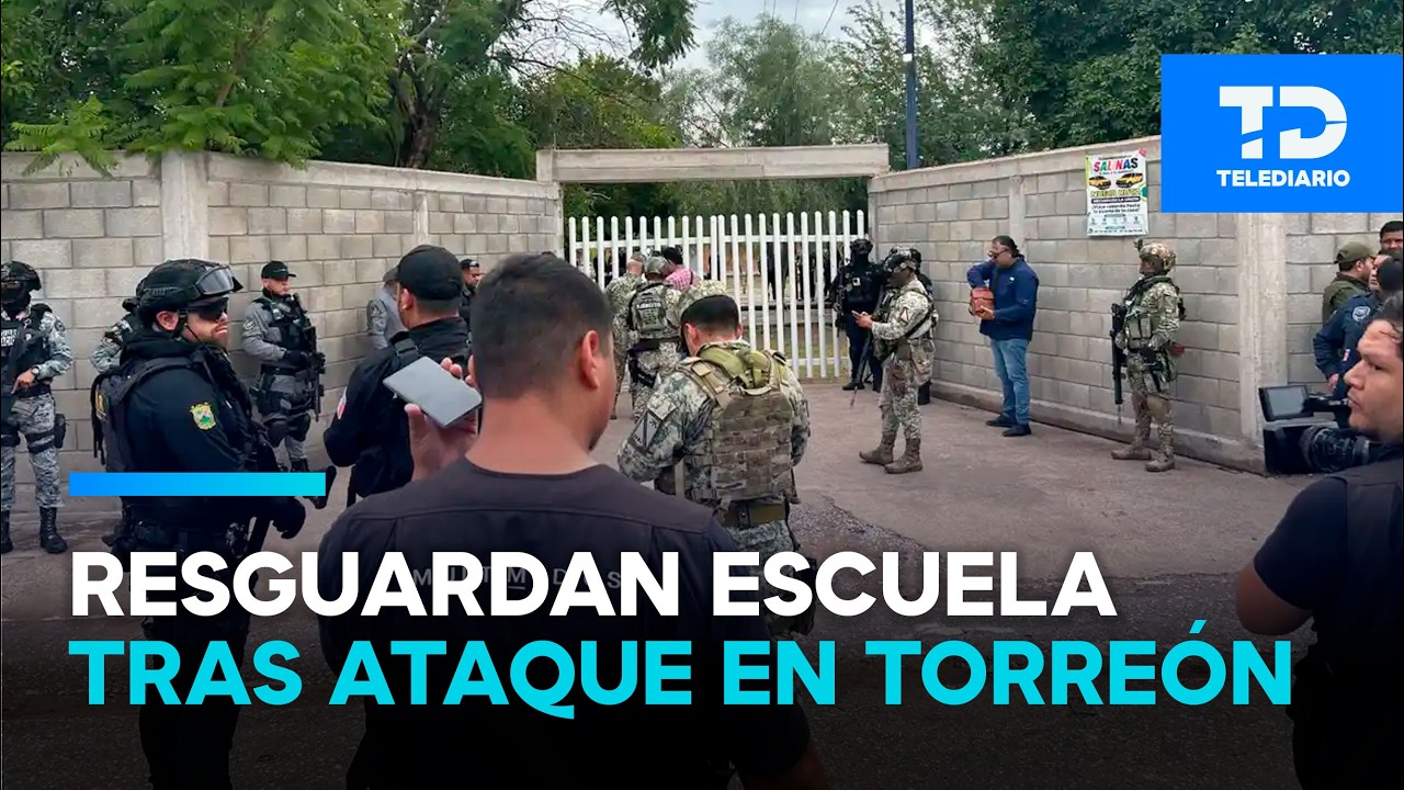 Altar improvisado y custodia en la escuela, así luce la Secundaria 13 en Torreón a un día del ataque