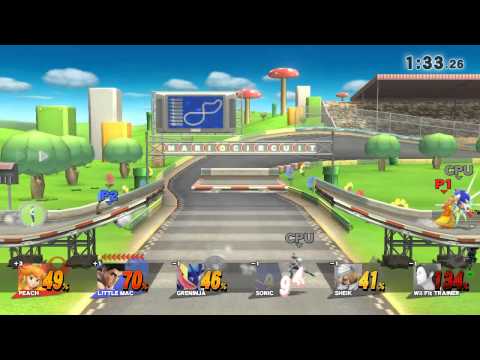 Little Mac launches Peach into his assist trophy buildings