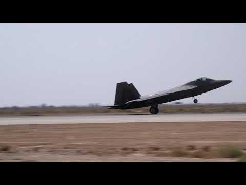 F-22 & KC-135 Landing at 332nd AEW
