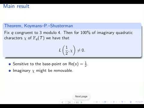 Carlo Pagano: On Chowla's non-vanishing conjecture over function fields (NTWS 175)