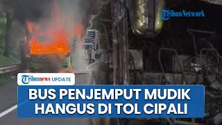Penampakan Bus Penjemput Mudik Gratis Hangus di Tol Cipali KM 95, Api Diduga dari Ruang Mesin