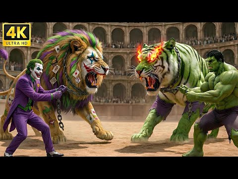 ⚔️ Legendary JOKER Lion 🆚 Savage HULK Wolf | Arena Clash Animal Fight | Who Will Win?