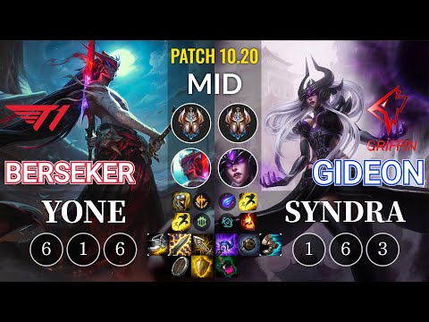 T1 Berseker Yone vs GRF GIDEON Syndra Mid - KR Patch 10.20