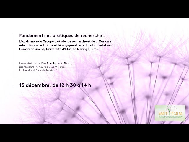 Séminaire: «Fondements et pratiques de recherche: Groupe d’étude, U. d’État de Maringá»