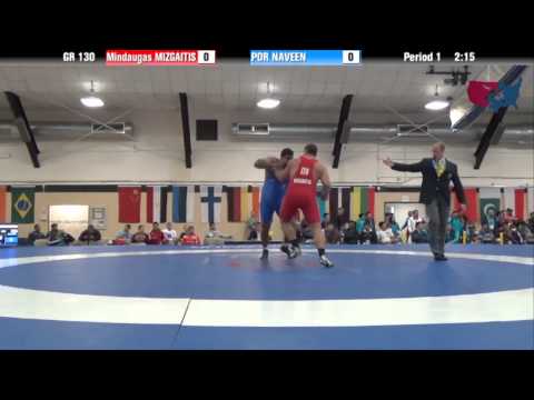 130 KG QF - Mindaugas Mizgaitis (LTU) vs Por Naveen (IND)