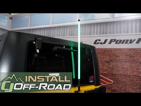 Jeep Wrangler JK Rugged Ridge Lighted Whip RGB LED 39" With Mounting Bracket 2007-2018 Installation
