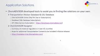 Transport Support from ChemADVISOR