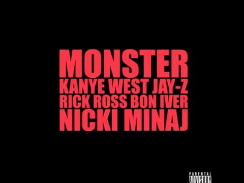 Kanye West ft Jay-Z Nicki Minaj Rick Ross and Bon Iver - Monster CDQ (LYRICS) (full) NEW