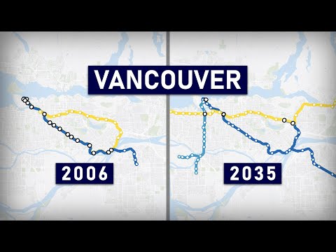Evolution of the Vancouver SkyTrain 1985-2035 (geographic map)