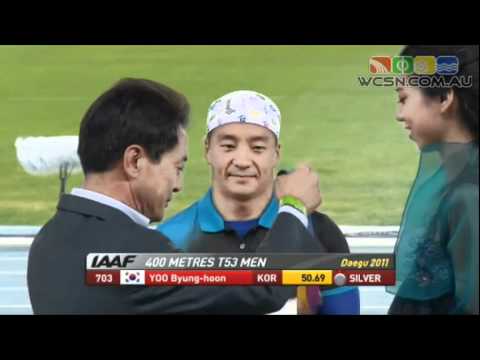 2011 IAAF Daegu World Athletics Championships - Mens T53 400m - Medal Ceremony
