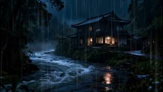 A Gentle Rain by the River | A Serene Evening Atmosphere for Sleep & Stress Relief