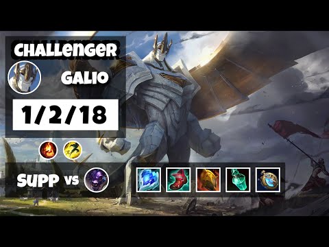 Galio Support 11.6 Challenger Gameplay Replay - S11 (1/2/18) - NA