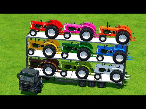 TRANSPORT OLD COLORED CBT TRACTORS WITH MAN TRUCK - Farming Simulator 22