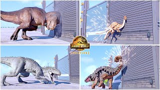 Gate Attack Animations of All Dinosaurs 🦖 Jurassic World Evolution 2 - JWE2