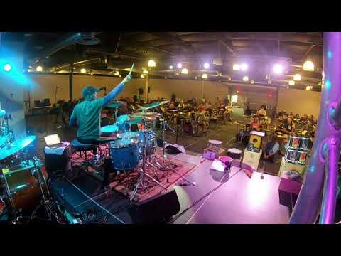 Nate Morton leading the PAD Desert Drum Rumble drummers through James Brown-style hits