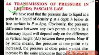 Transmission of pressure in liquids; PASCAL'S LAW