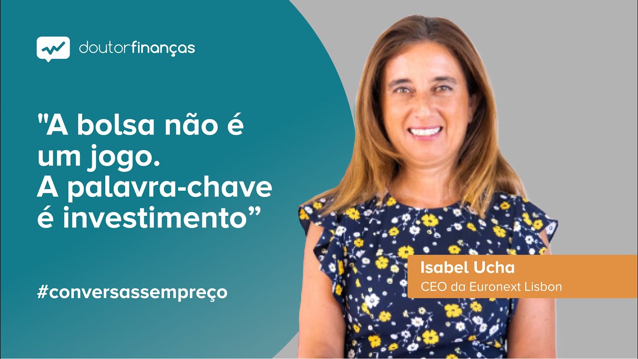 Imagem de um smartphone onde se vê o programa Conversas sem Preço com a entrevista a Isabel Ucha, CEO da Euronext Lisbon