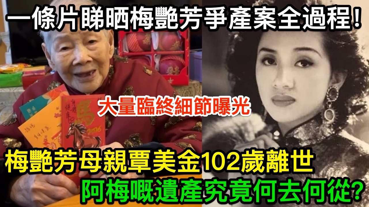 爭產22年終落幕！梅艷芳母親覃美金102歲離世，大量臨終細節曝光，一條片睇曬梅艷芳爭產案全過程！阿梅嘅遺產究竟何去何從？