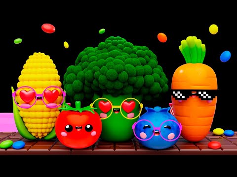 Dancing Fruits & Veggies at the Chocolate Party 🍫🥳 🎈 | Fun Baby Sensory Video with Nursery Rhymes