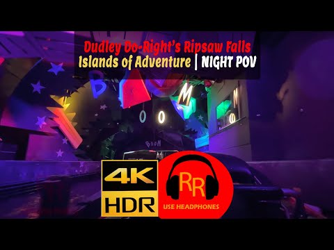 Dudley Do-Right's Ripsaw Falls | 4K HDR Night POV | Islands of Adventure