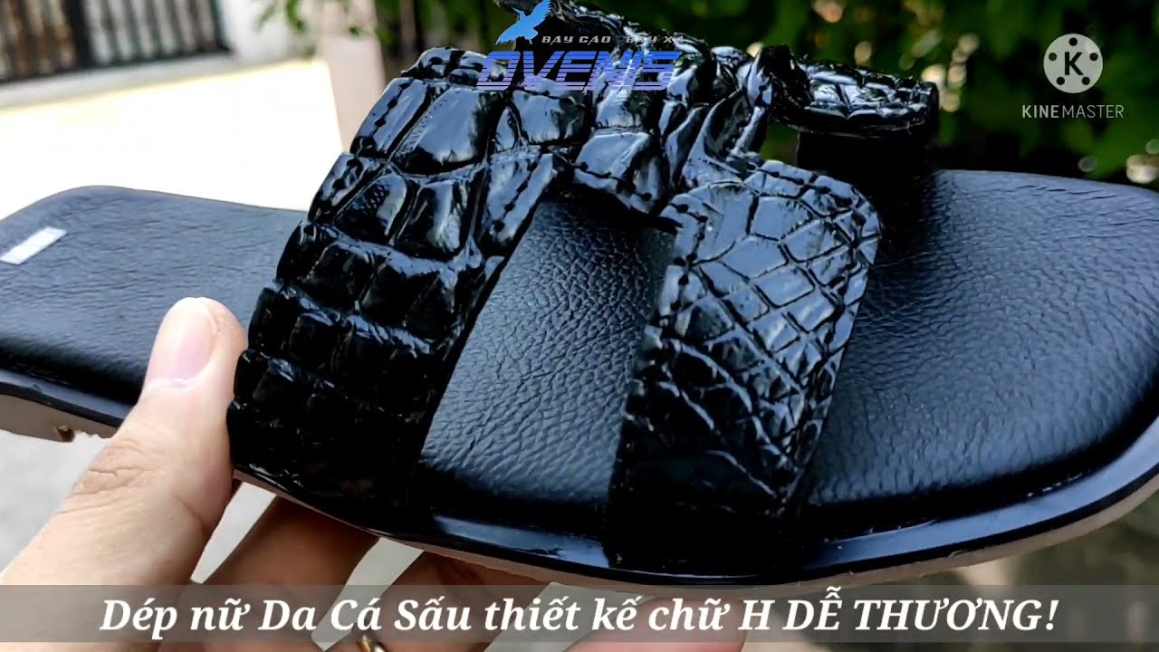Dép nữ CHỮ H da cá sấu trơn nhẹ nhàng nữ tính!