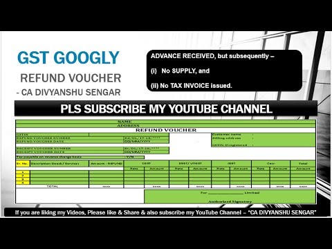 GST REFUND VOUCHER FORMAT, REFUND of ADVANCE RECEIVED, All details Explained in HINDI* Video