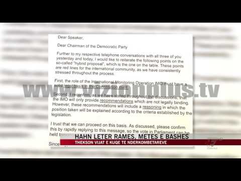 Hahn letër Ramës, Metës e Bashës - News, Lajme - Vizion Plus