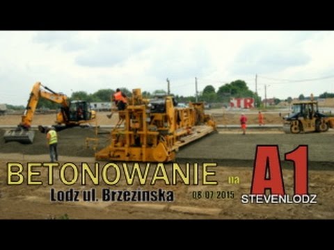Autostrada A1 ☆ Łódź ul. Brzezińska ☆ Układanie betonu chudego ᴴᴰ