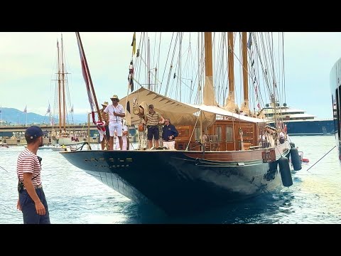 S/Y CRÉOLE 65.3m CLASSIC YACHT OWNED BY GUCCI FAMILY ARRIVING & DOCKING IN MONACO @emmansvlog25