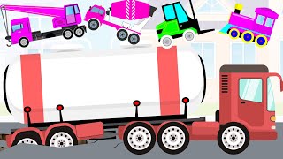 Download lagu Truk Tangki Air Terperosok!! Kartun Memperbaiki Jalan Aspal Rusak Dengan Mobil Truk Molen Pink mp3