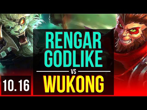 RENGAR vs WUKONG (TOP) | 3 early solo kills, Godlike, KDA 9/2/1 | NA Grandmaster | v10.16