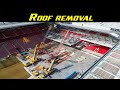 Anfield road stand extension. Roof removal ( first section ) 29th May 2023