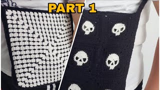 ​How to Skull Bag for Halloween?  Crochet one bag! Use two bags!  Part 1