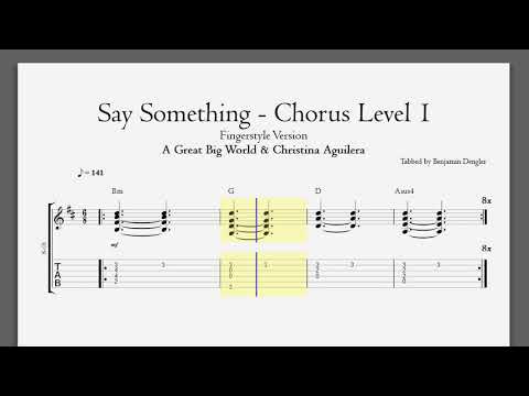 A Great Big World & Christina Aguilera - Say Something (Chorus Level 1 - 141bpm Official Guitartab)