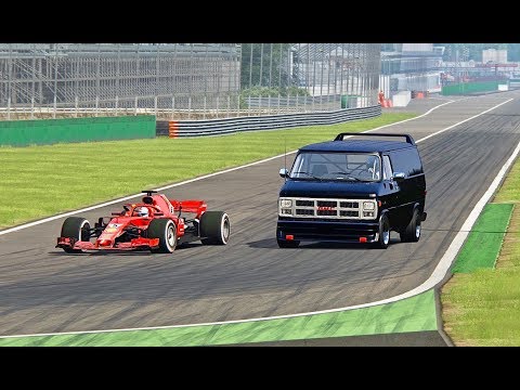 Ferrari F1 2018 vs A-Team GMC Van - Monza
