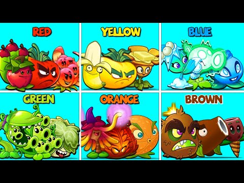PvZ2 - 6 COLOR Plant Teams vs Team Zombies - Team SO OP!