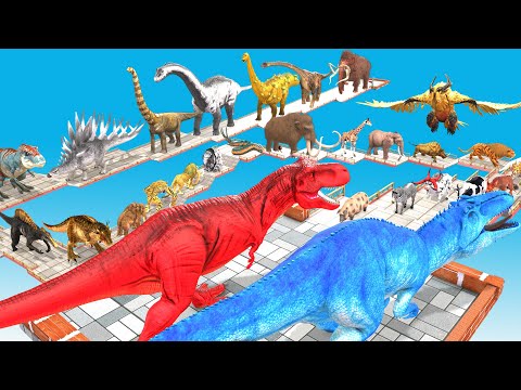 EPIC GIGA T-REX DEATHRUN The Toughest of All Animals Dinosaurs Fight Animal Revolt Battle Simulator
