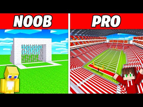 NOOB vs PRO: FOOTBALL STADIUM Build Challenge in Minecraft