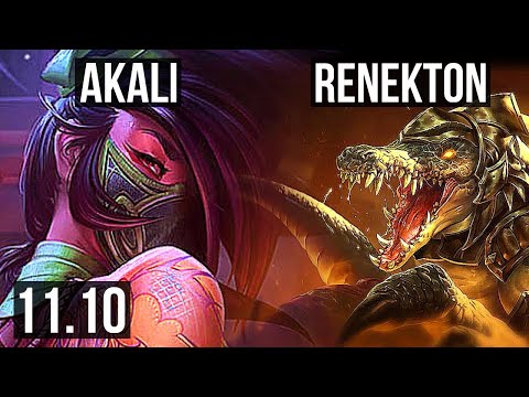 AKALI vs RENEKTON (TOP) | Rank 4 Akali, Legendary, Rank 16 | NA Challenger | v11.10