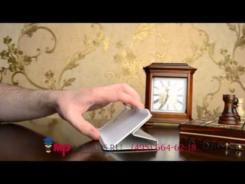 Фирменный чехол-книжка с мульти-подставкой для телефона Леново С860 серый пластиковый