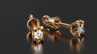 Золоті пусети з діамантами. Артикул 78052  - Фото 3 магазин TANGO Золоті пусети з діамантами. Артикул 78052  - Фото 3