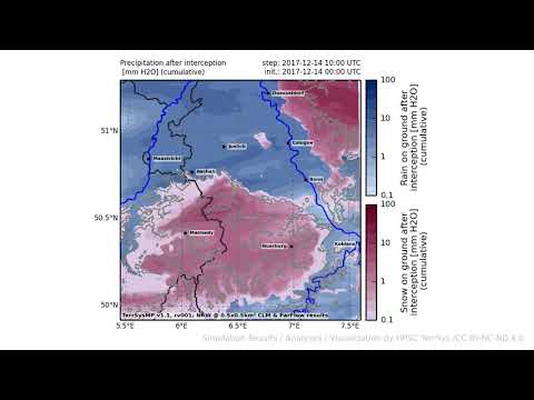 TerrSysMP monitoring run 2017-12-14 - precipitation after interception - NRW (24h)