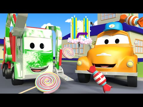 Gary le camion poubelle - Le Lavage Auto de Tom la Dépanneuse 💧 Dessins animés pour enfants