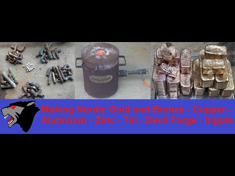 Making Nordic Gold & Bronze Ingots - Copper - Aluminum - Zinc - Tin - Devil Forge #Bronze#NordicGold
