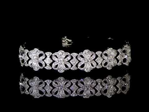 18k White Gold 2.18ct (TDW) Cluster Diamond Ribbons Design Bracelet