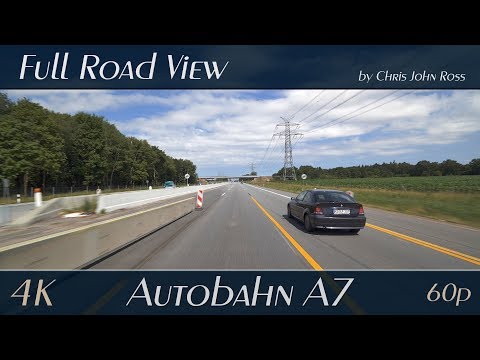 Autobahn (A7), Germany: Bönningstedt-Ost - Quickborn - 10km Baustelle - 4K (UHD/2160p/60p) Video