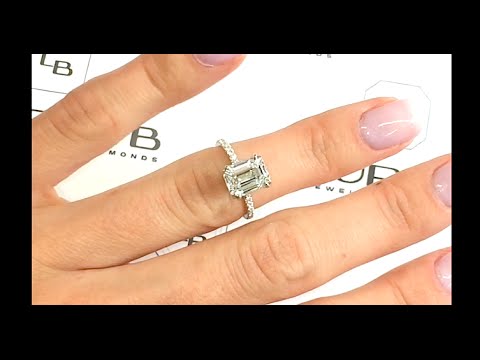 2.20 carat Emerald Cut Diamond Engagement Ring in Micropave Band