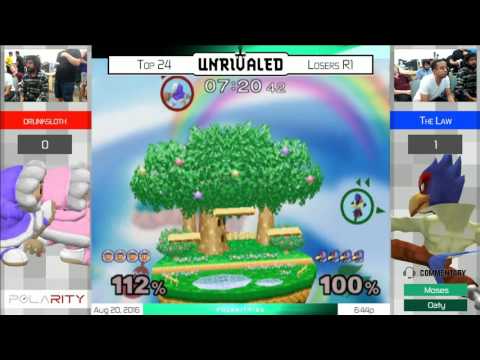 Unrivaled SSBM - Drunksloth (ICs) vs TheLaw (Falco) - Top 24 Losers R1