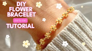 Easy Beaded Flower Bracelet Tutorial, DIY Jewelry