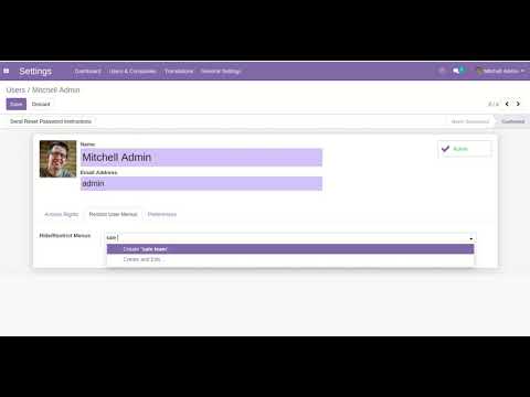 Restrict User Menus(Hide all Menus and Submenus)/User Wise Menu Access in Odoo